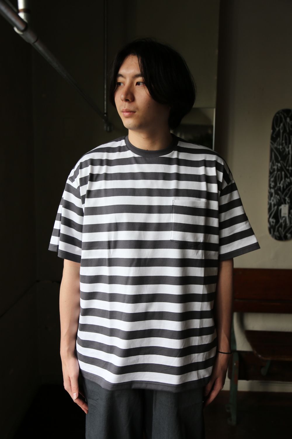 Graphpaper Border S/S Pocket Tee(GU211-70146B) style.2021.3.7 | 1578 | mark