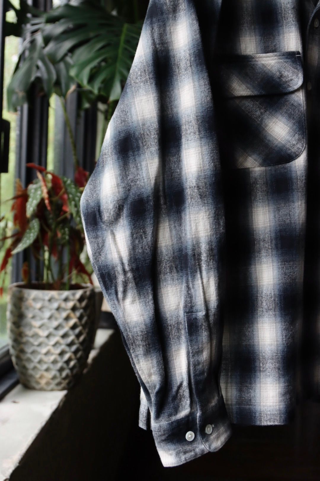 セダンオールパーパスFW23 Brushed Ombre Plaid Open Collar Shirt (SD23F-SH02)Gray Plaid