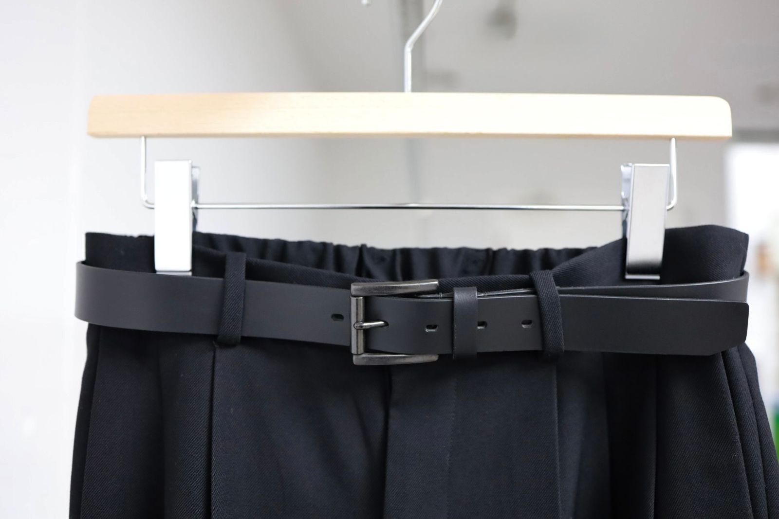 Yohji Yamamoto 26SS MATT SOFT OIL LEATHER 30MM PLAIN BELT(HK-F01-766)BLACK★新作発売！