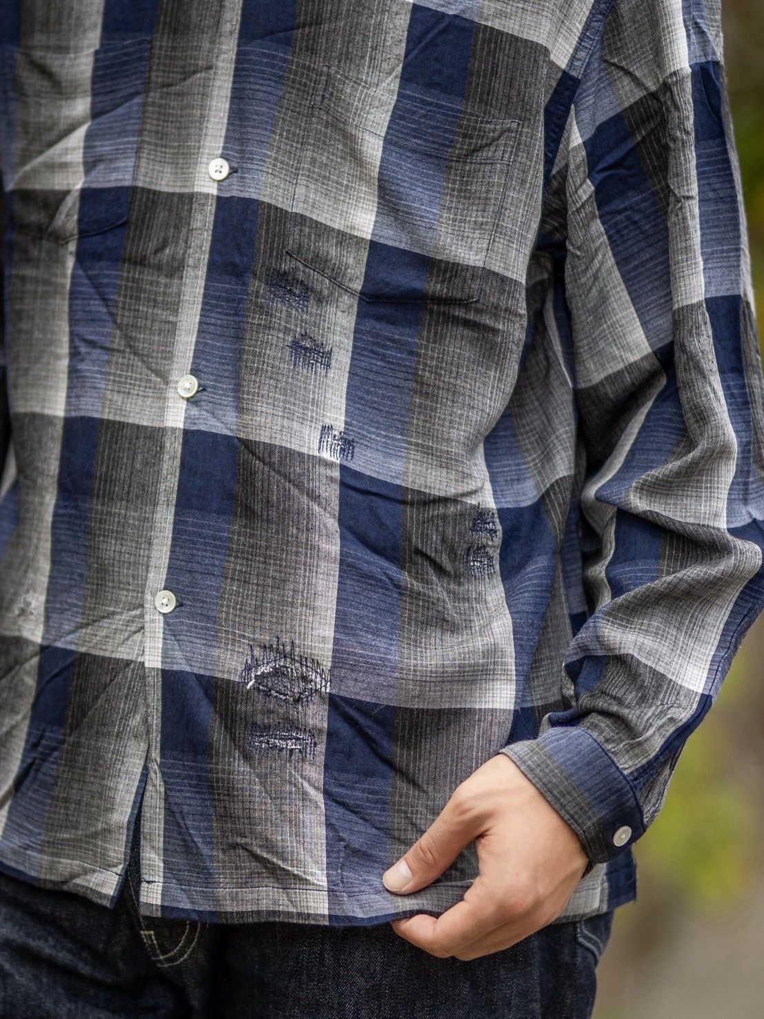 BOW WOW 26FW CHECK RAYON SHIRT(BWU-CRS)BLUE×BLACK×GRAY☆8月29日(土)11:00発売！