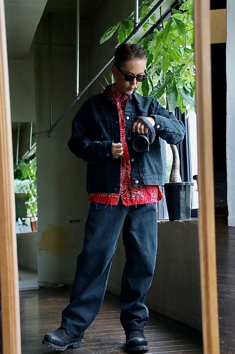 A.PRESSE アプレッセ 2025 STYLE2 Black Denim Jacketスタイル.2025.9.14.