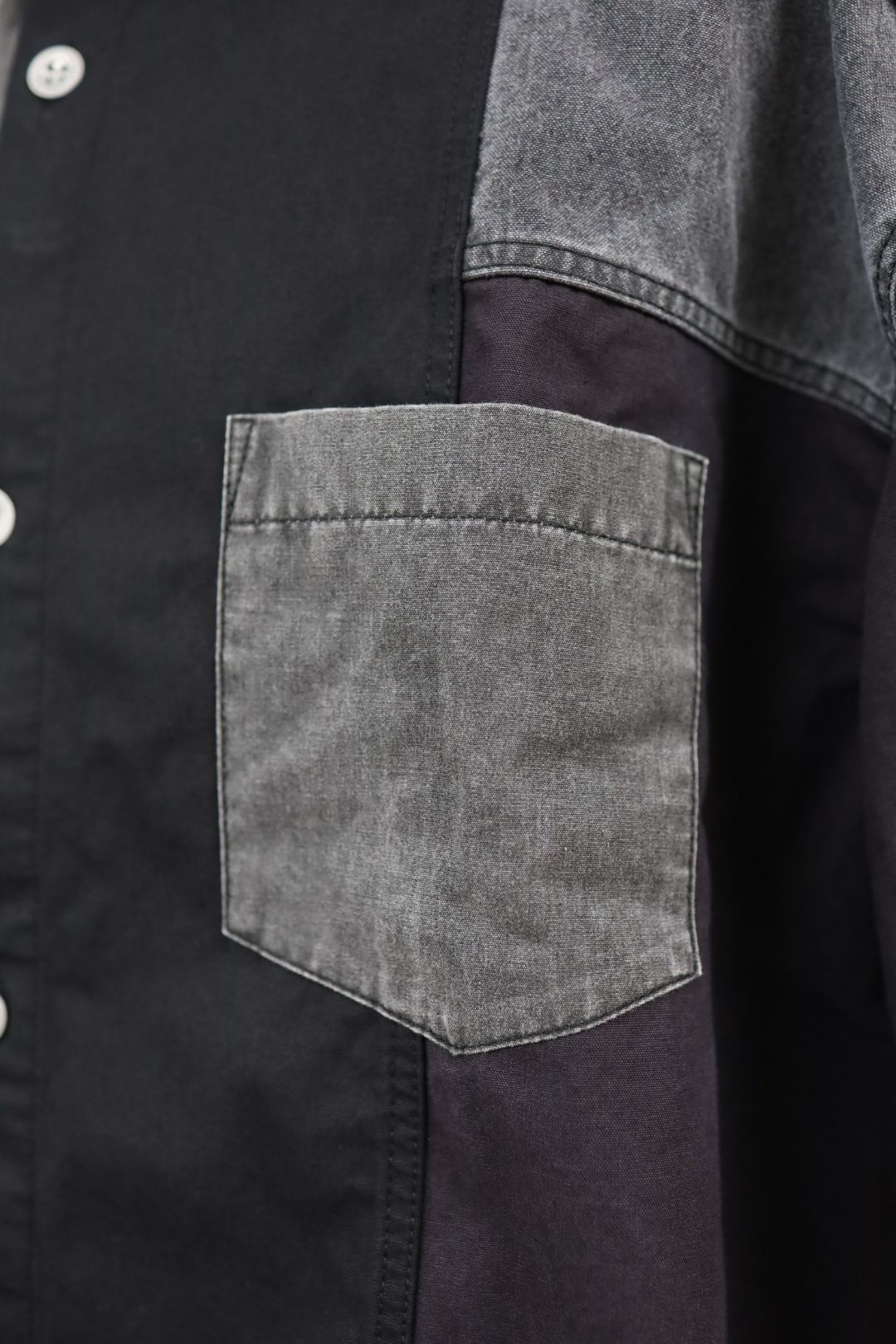 コムデギャルソンオム26SS 綿オックス×多素材MIXシャツ(HQ-B019-051)BLACK×GRAY☆4月3日(金)発売！