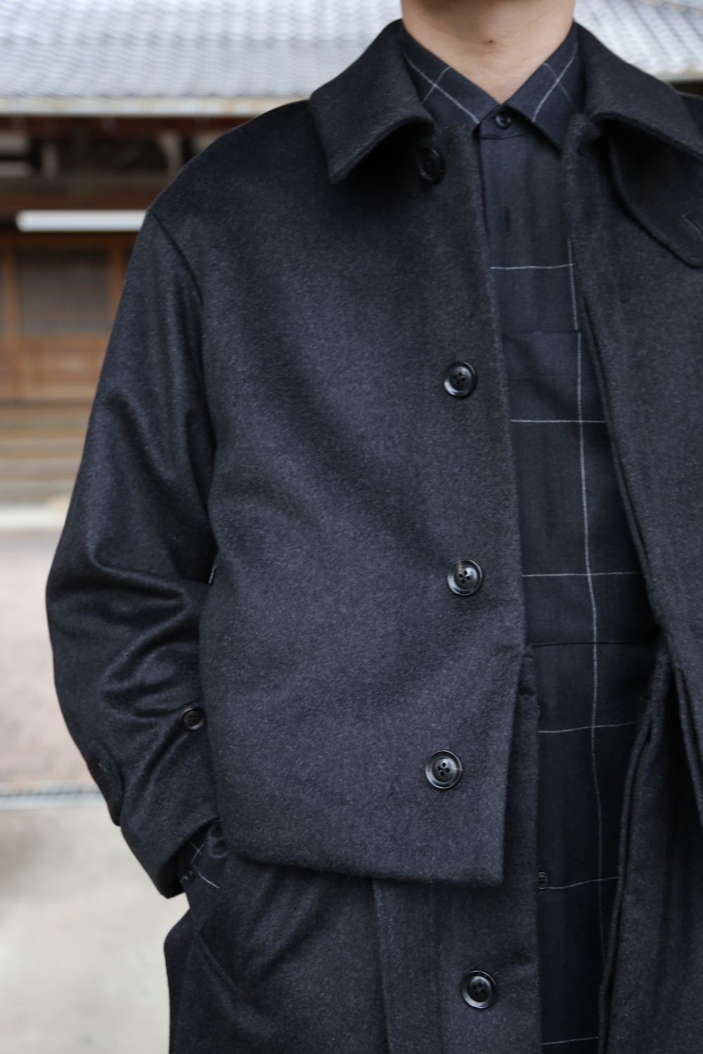 YOKE 新作 CASHMERE 3WAY BAL COLLAR SHARE COAT(YK20AW0134C)"CHARCOAL"style.2020.10.10.
