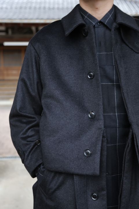 YOKE 新作 CASHMERE 3WAY BAL COLLAR SHARE COAT(YK20AW0134C)"CHARCOAL"style.2020.10.10.
