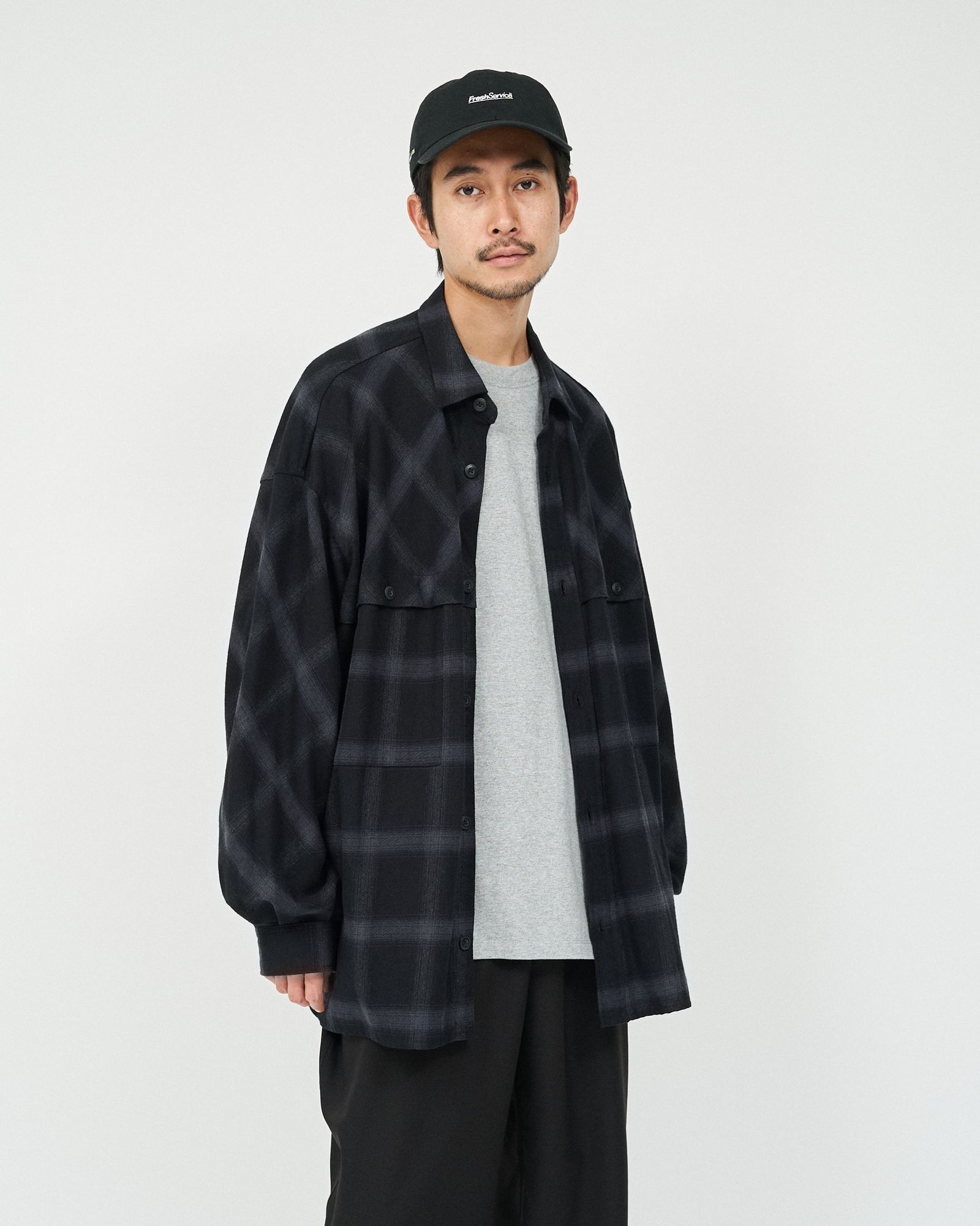 フレッシュサービス FLANNEL CHECK OVER YOKE SHIRT (FSC253-50129)DARK NAVY★10月4日(土)発売！