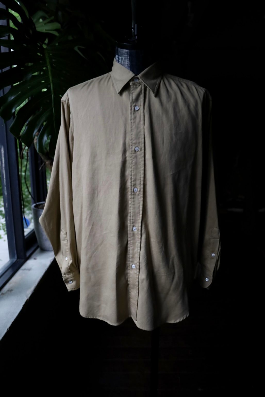 A.PRESSE Double Weave Twill Regular Collar Shirt [BLACK