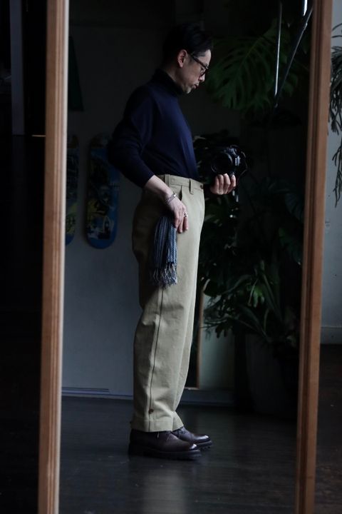 A.PRESSE 23SS Motorcycle Trousers"BEIGE"スタイル
