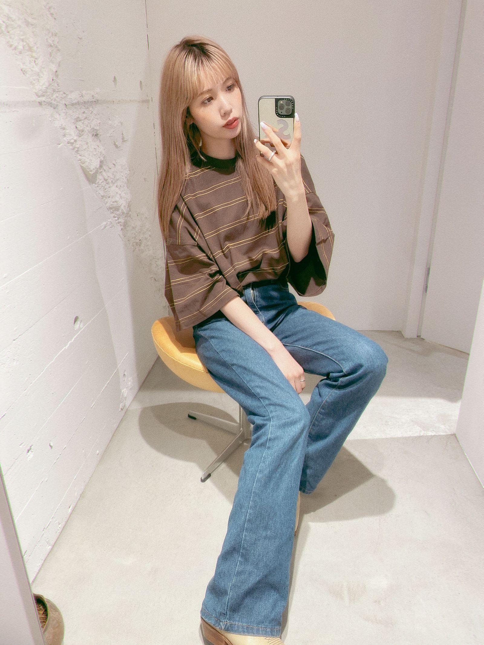 S.F.C 24SS エスエフシー DOUBLE WIDE SIDE STRIPE TEE(SFCSS24CS11)Brown×Yellow
