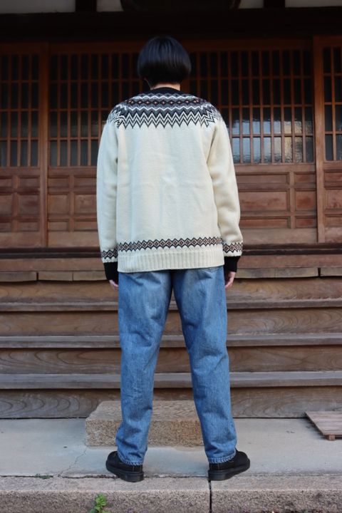 JUNYA WATANABE COMME des GARCONS MAN ウールジャガードニット求心柄"WHITE"style