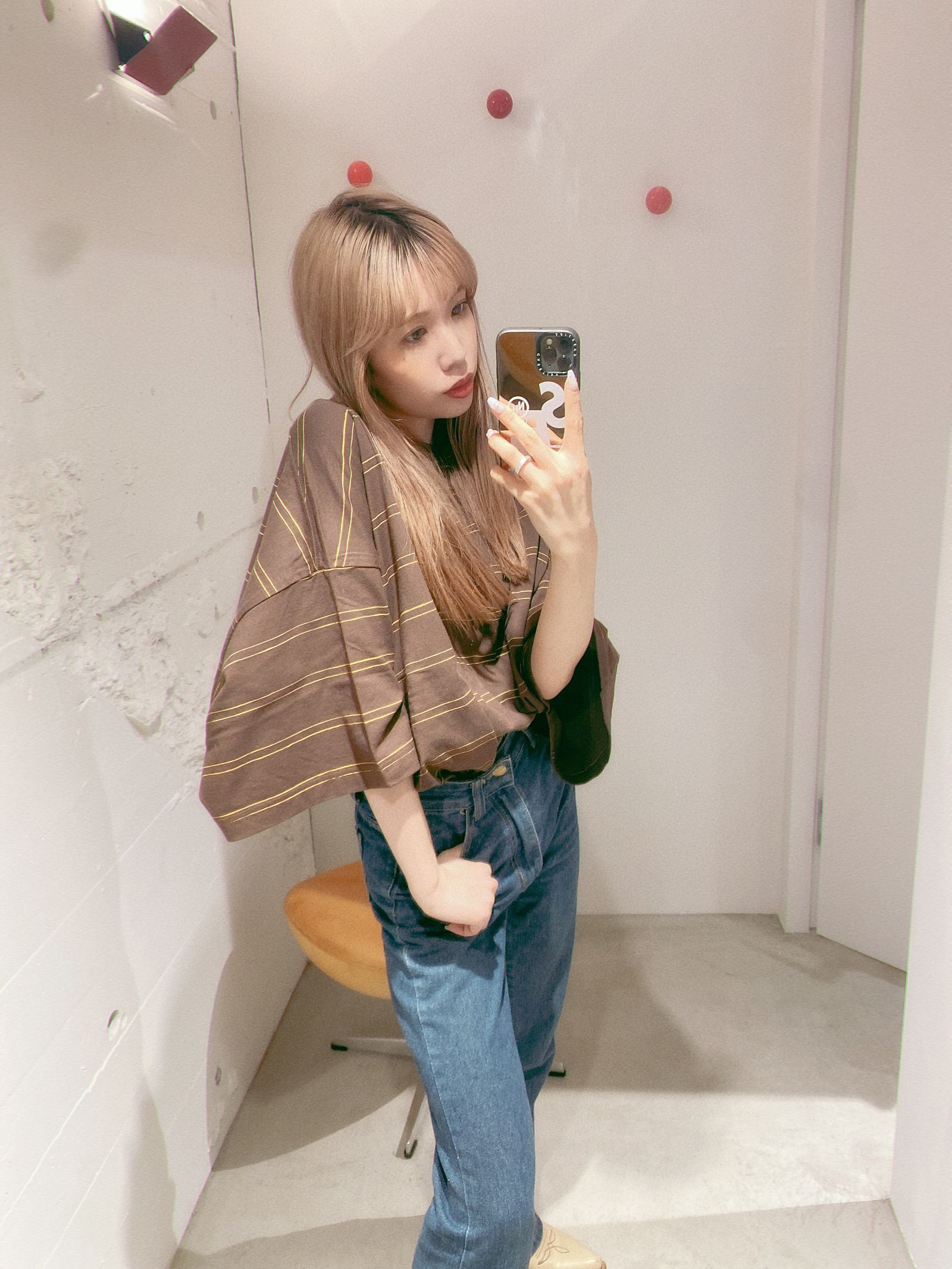 S.F.C 24SS エスエフシー DOUBLE WIDE SIDE STRIPE TEE(SFCSS24CS11)Brown×Yellow
