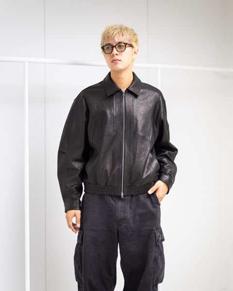 ANOTHER OFFICEアナザーオフィス Lambskin Utility Blouson(AOEWLJ001)BLACK