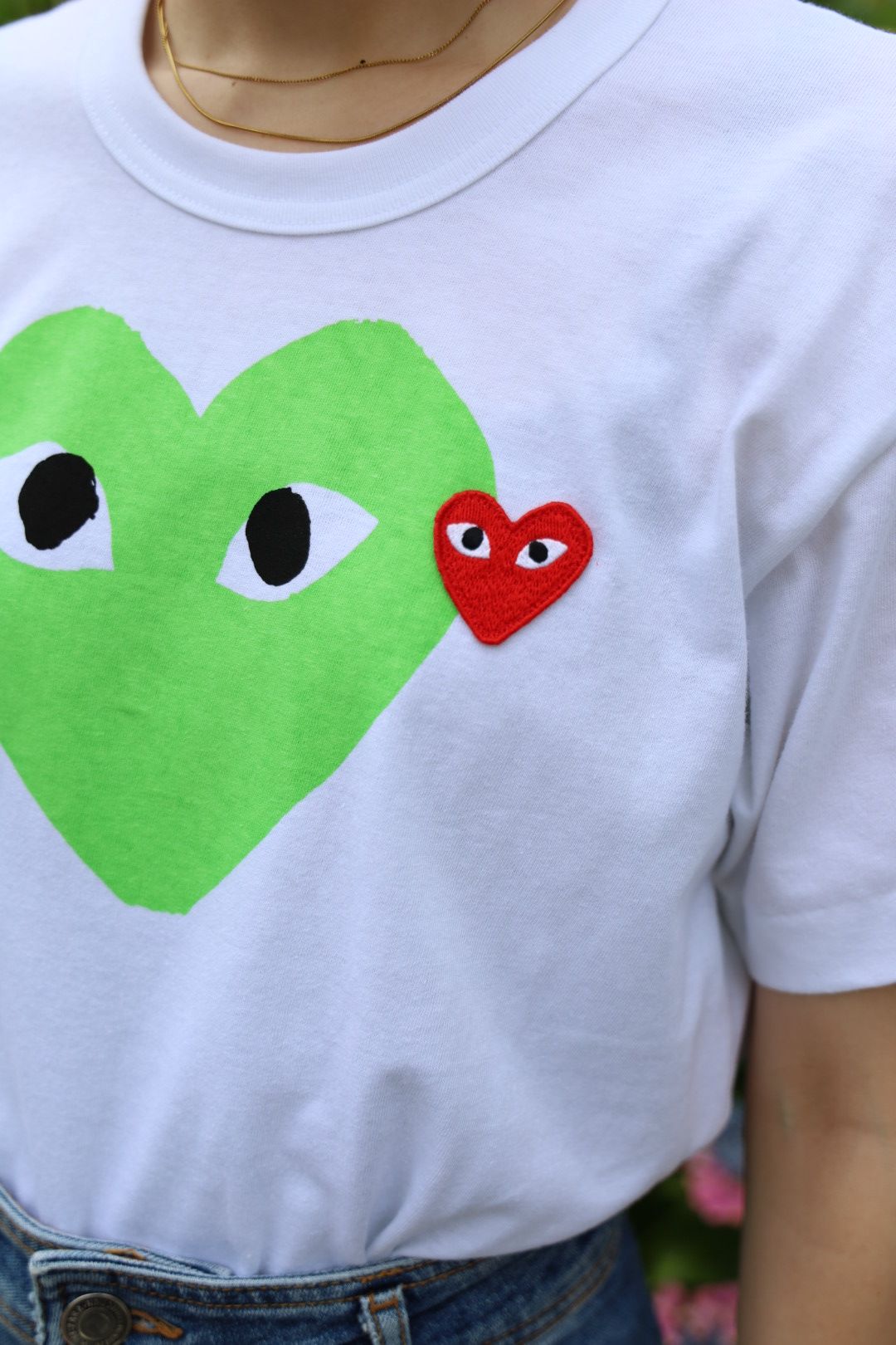 PLAYプレイコムデギャルソン RED EMBLEM Tシャツ(GREEN)