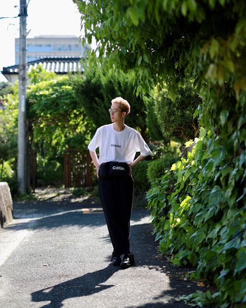 COMME des GARCONS HOMME コムデギャルソンオム23SS 綿度詰天竺ロゴプリントTシャツ スタイル