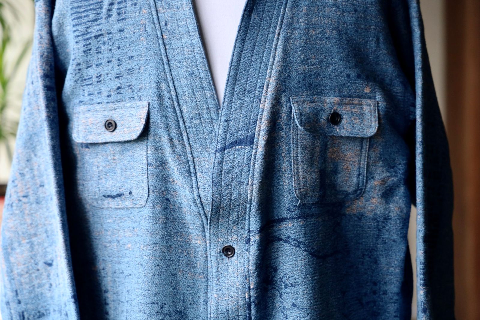 ファンダメンタル デニムシャツ BORO JAQUARD HAORI SHIRT 3YR WASH(FA25SH47U)INDIGO☆新作発売！
