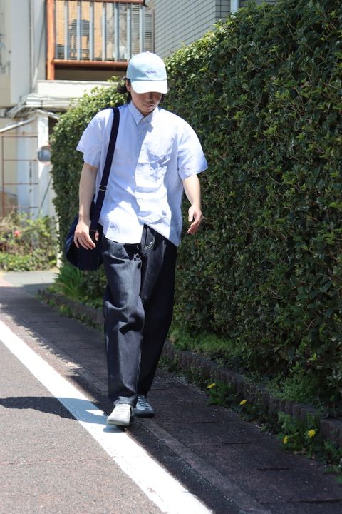 COMME des GARCONS HOMME キュプラストライプMIX S/Sシャツ(HI-B017-051) style. 2022.04.09.