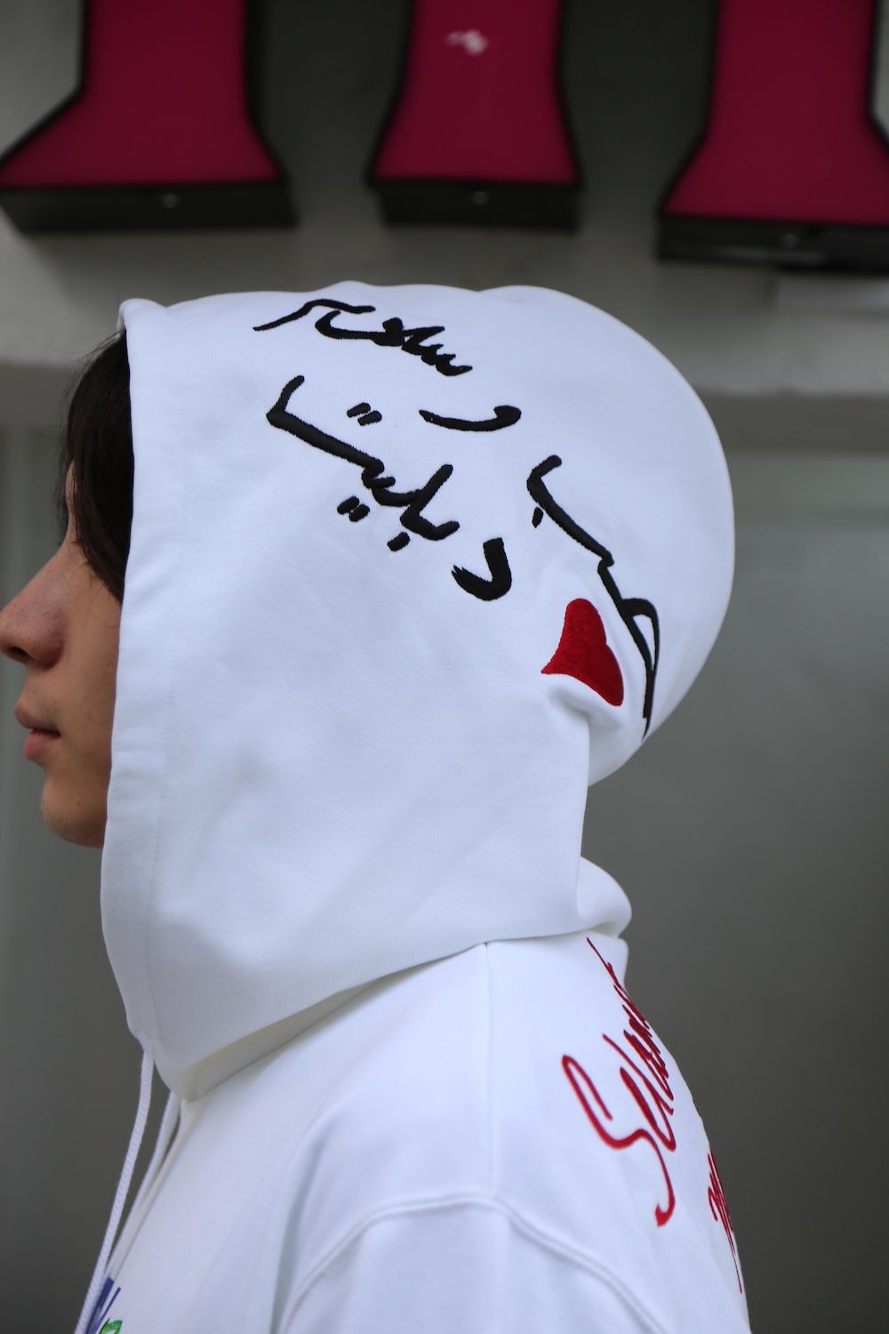doublet MESSAGE EMBROIDERY HOODIE"WHITE"style.2020.9.12