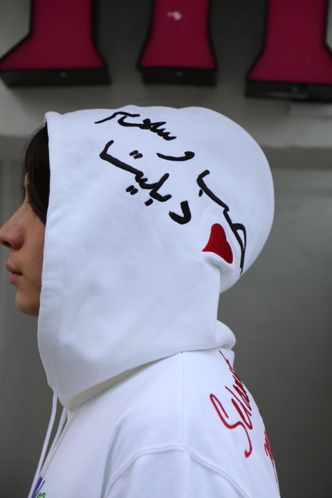 doublet MESSAGE EMBROIDERY HOODIE"WHITE"style.2020.9.12