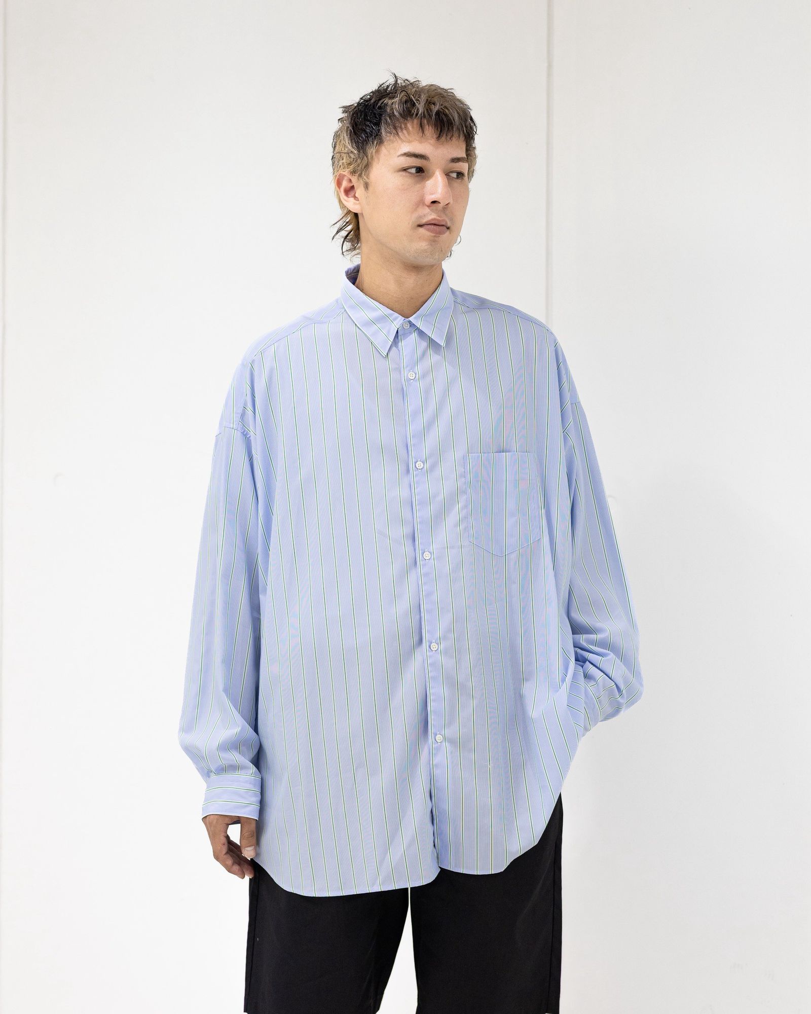 グラフペーパー SIDOGRAS L/S Oversized Regular Collar Shirt (GREEN STRIPE) 6月6日(土)新作発売！