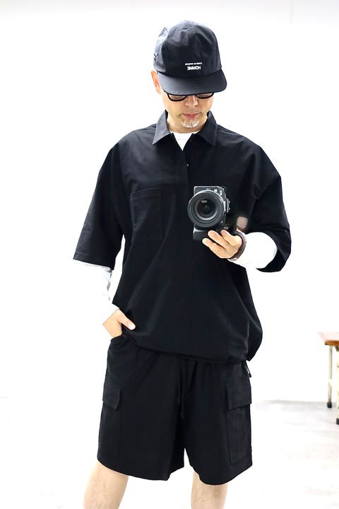 コムデギャルソンオム26SS ストレッチカルゼポロシャツ(HQ-T016-051)BLACK☆5月1日(金)発売！