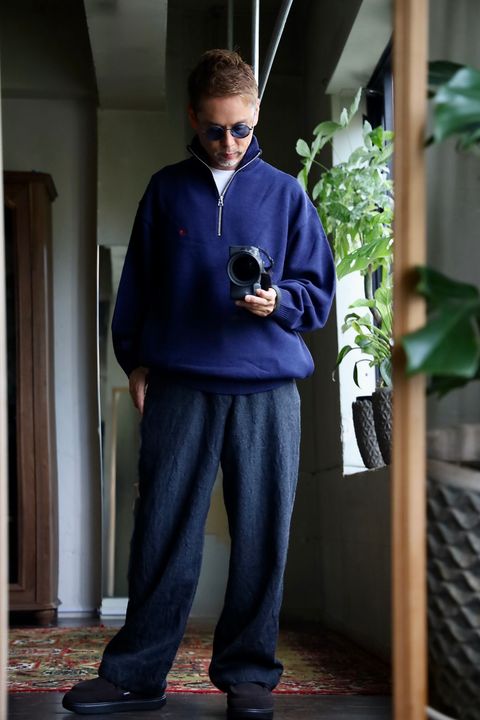FreshService 26AW THERMAL JERSEY HARF ZIP KNIT"NAVY"スタイル
