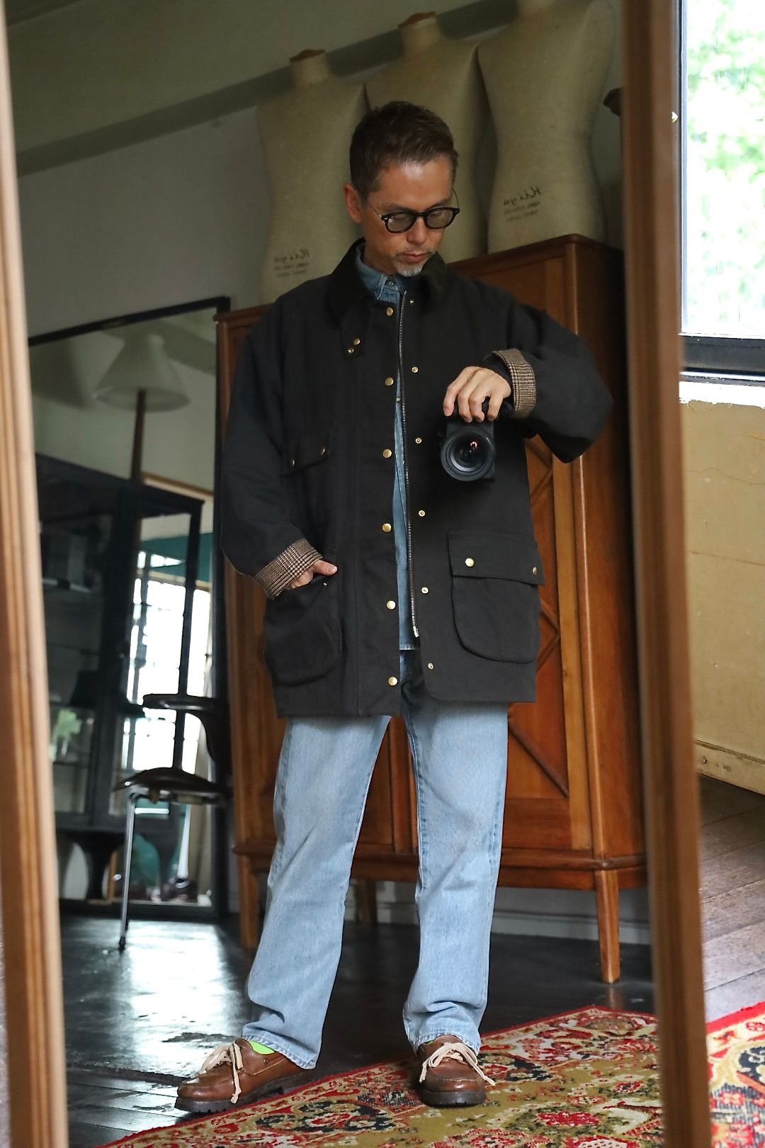 A.PRESSE 2026 STYLE2 Vintage Silk Hemp Riding Oiled Jacketスタイル