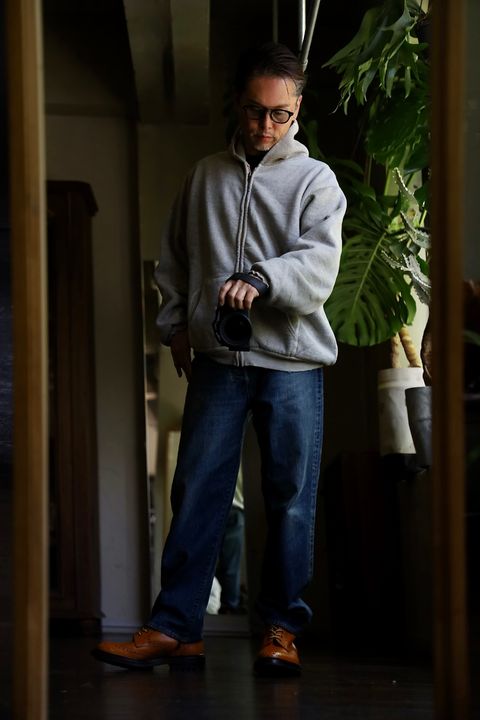 A.PRESSE Vintage Zip Sweat Hoodieスタイル