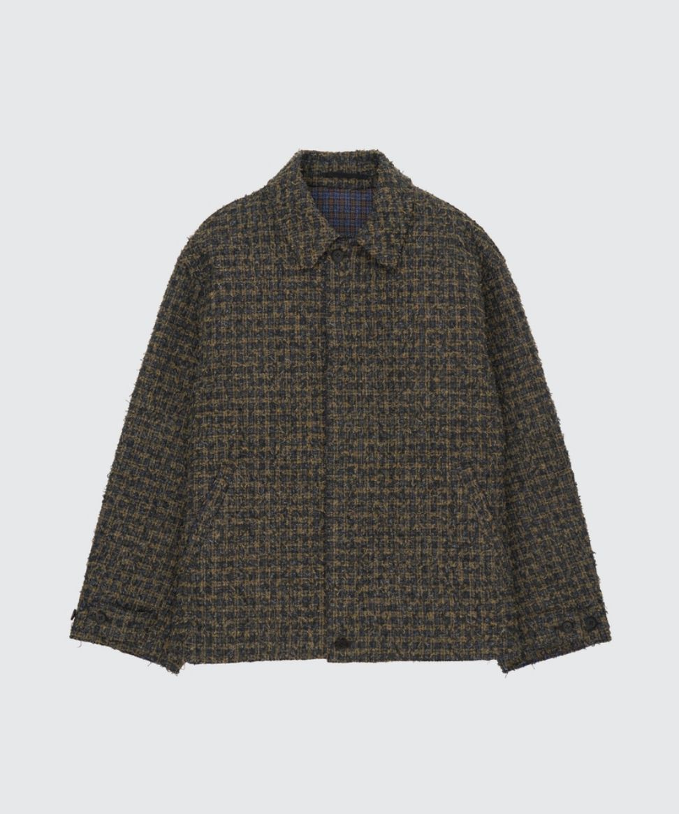 ヨーク 25FW Needlepunched Cotton Plaid Drizzler Jacket(YK25FW01031B) GREEN☆10月11日(土)新作発売！