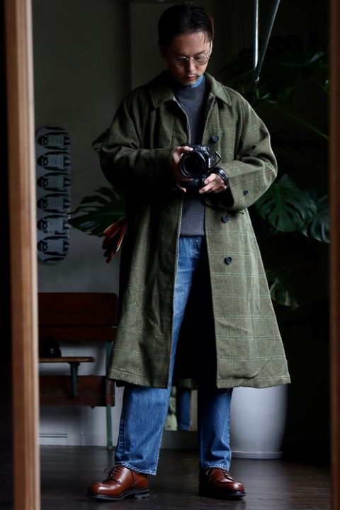 アプレッセ22FW Tweed Balmacaan Coatスタイル2022.10.1.