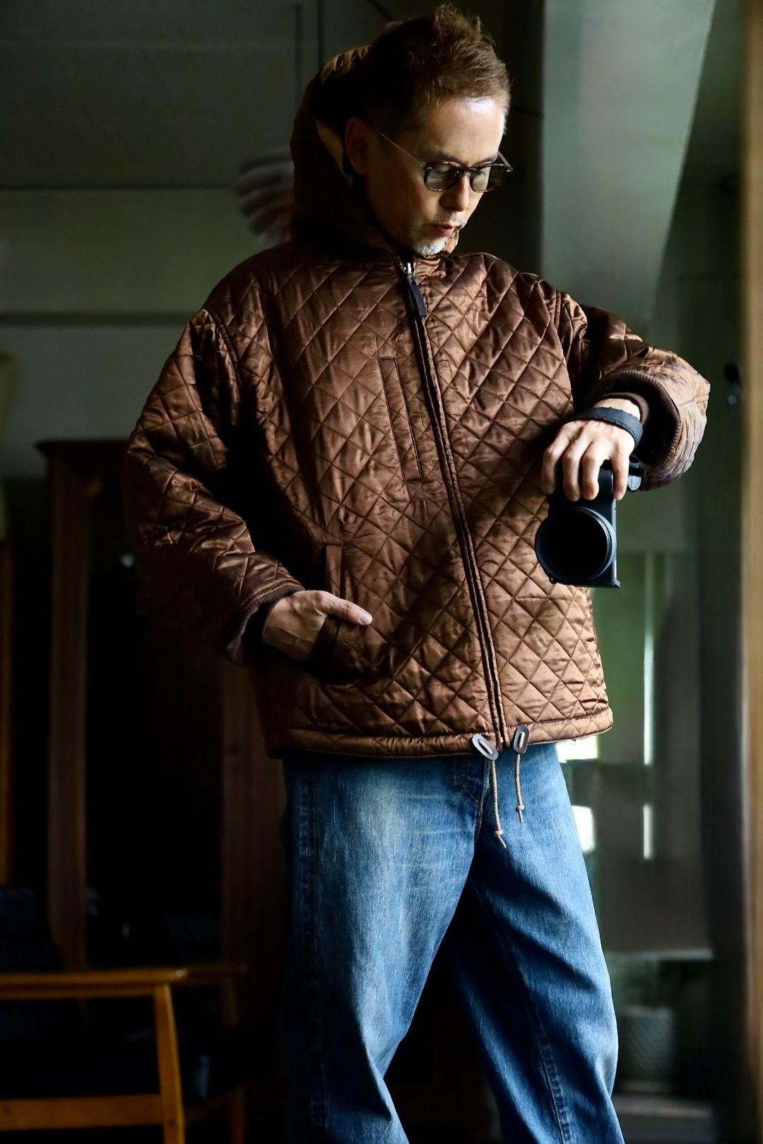 COMME des GARCONS HOMME 26FW リバーシブルキルティングフーデッドパーカスタイル