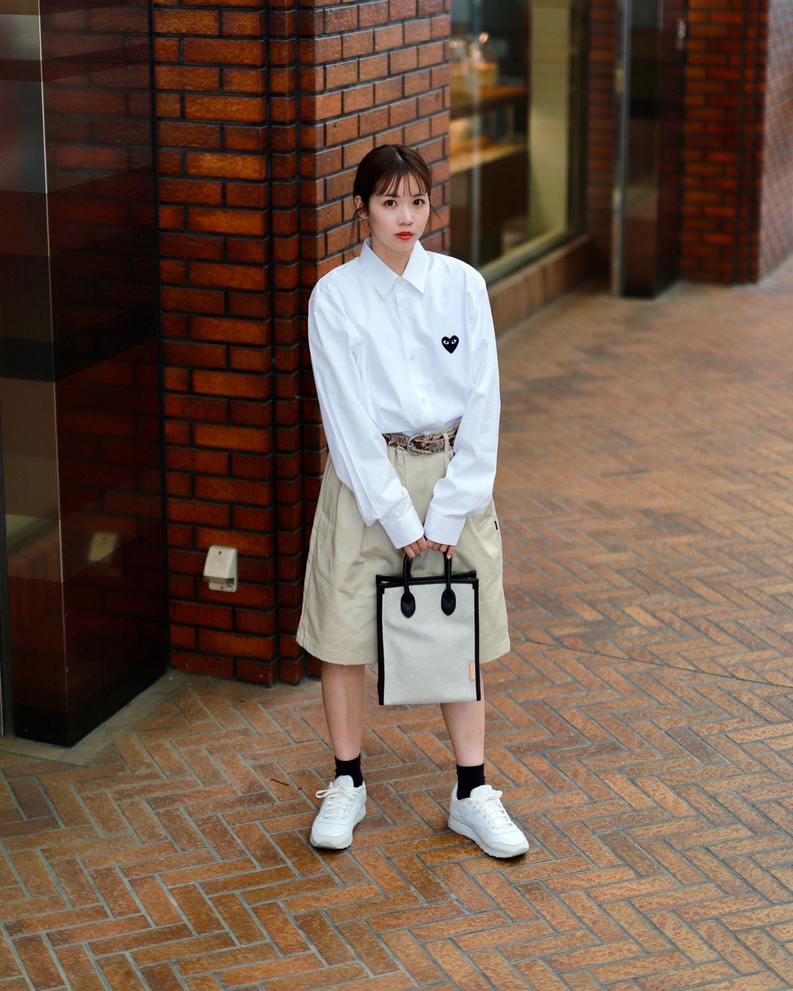 プレイコムデギャルソン MEN'S SHIRT (WHITE×BLACK HEART)