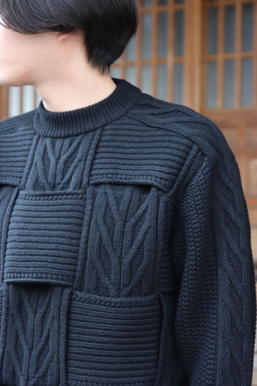 YOKE CROSSING CABLE CREW NECK KNIT(YK21AW0288S) style.2021.10.9