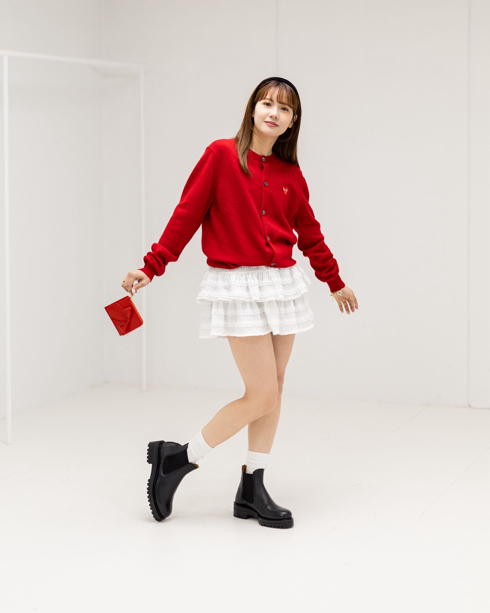 PLAY COMME des GARCONS ROUND NECK RHINESTONE CARDIGAN style.2025.11.22