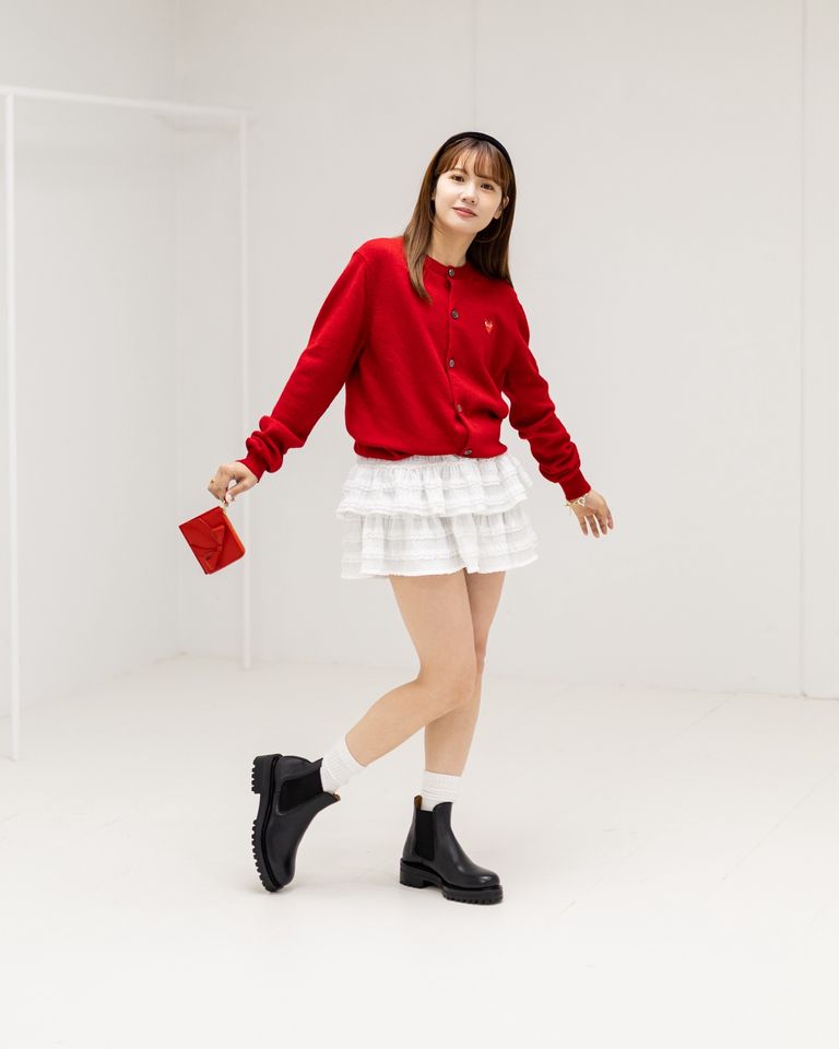 PLAY COMME des GARCONS ROUND NECK RHINESTONE CARDIGAN style.2025.11.22