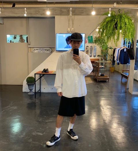 Graphpaper Broad L/S Oversized Regular Collar Shirt(GM203-50110B)"WHITE"Style.2020.7.13.