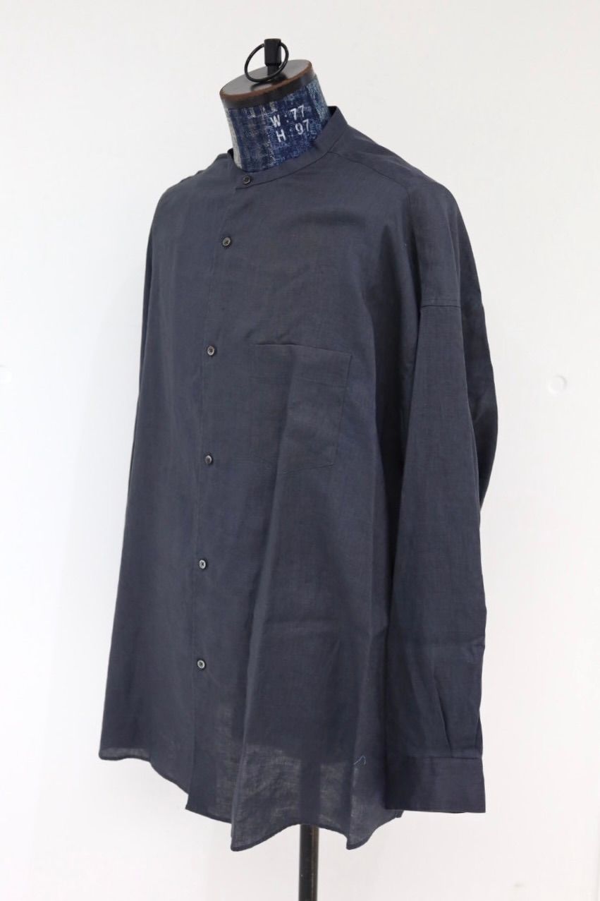 グラフペーパー Linen L/S Oversized Band Collar Shirt(GM262-50040B)C.GRAY☆6月20日(土)発売！