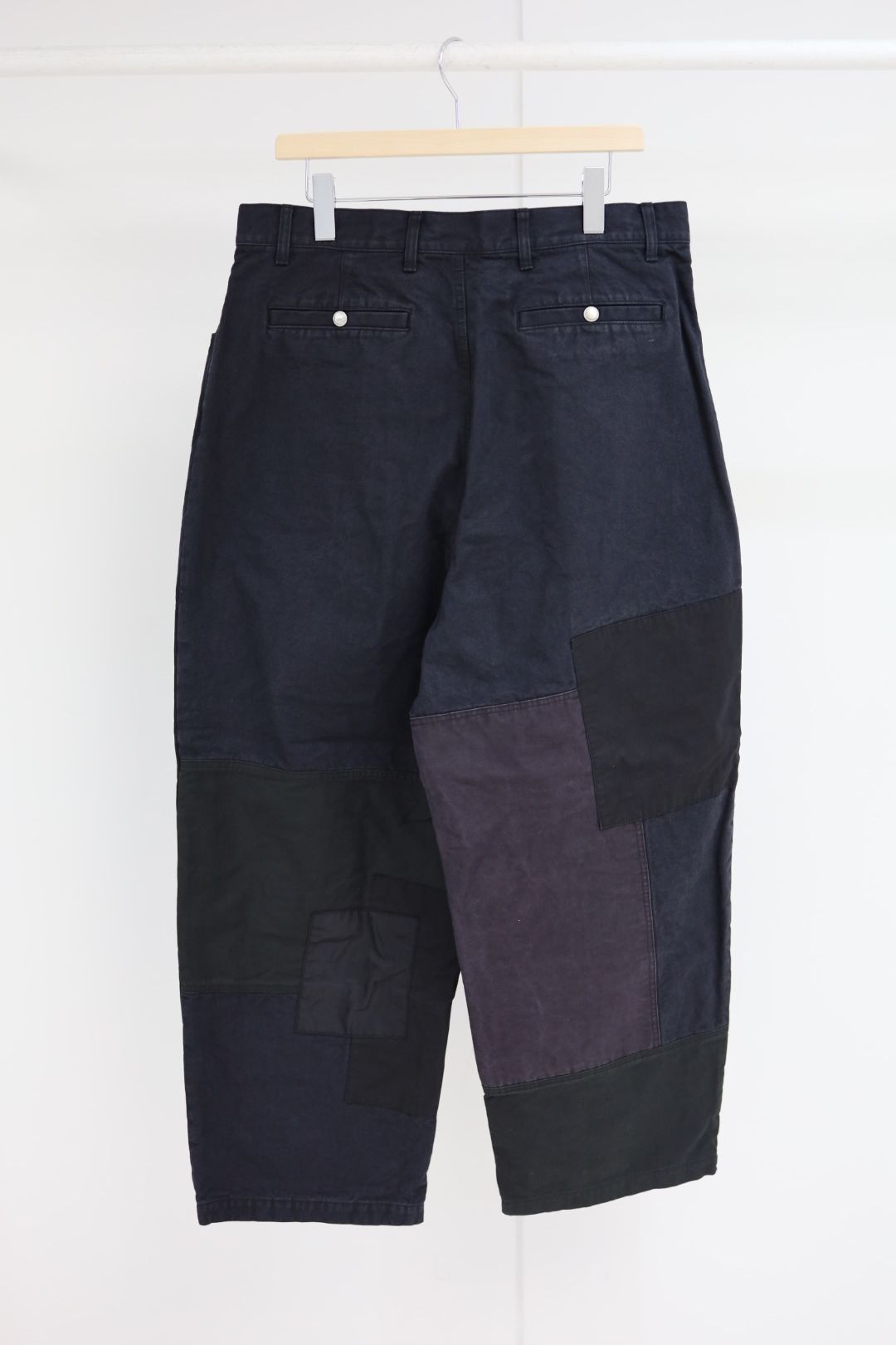 コムデギャルソンオム26SS 綿キャンバス×多素材MIXパンツ(HQ-P024-051)BLACK MIX☆新作発売！