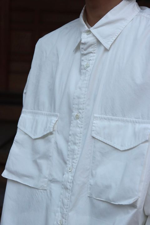Graphpaper 22SS Garment Dyed Poplin Fatigue Shirt"WHITE"style.2022.2.5.