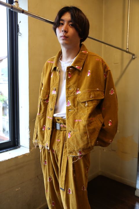 VETNAM EMBROIDERY COURDUROY JACKET & VETNAM EMBROIDERY WIDE TAPERED TROUSERSセットアップスタイル.2020.9.12.
