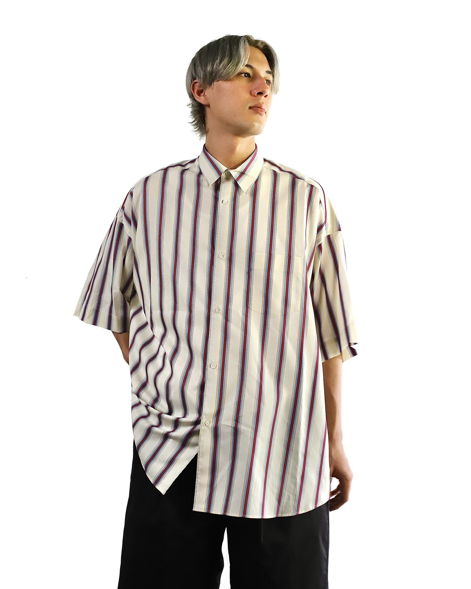 Graphpaper - グラフペーパー24SS シャツ SIDOGRAS S/S Oversized Regular Collar Shirt(GM242-50004)MULTI  STRIPE☆6月1日(土)発売！ | mark