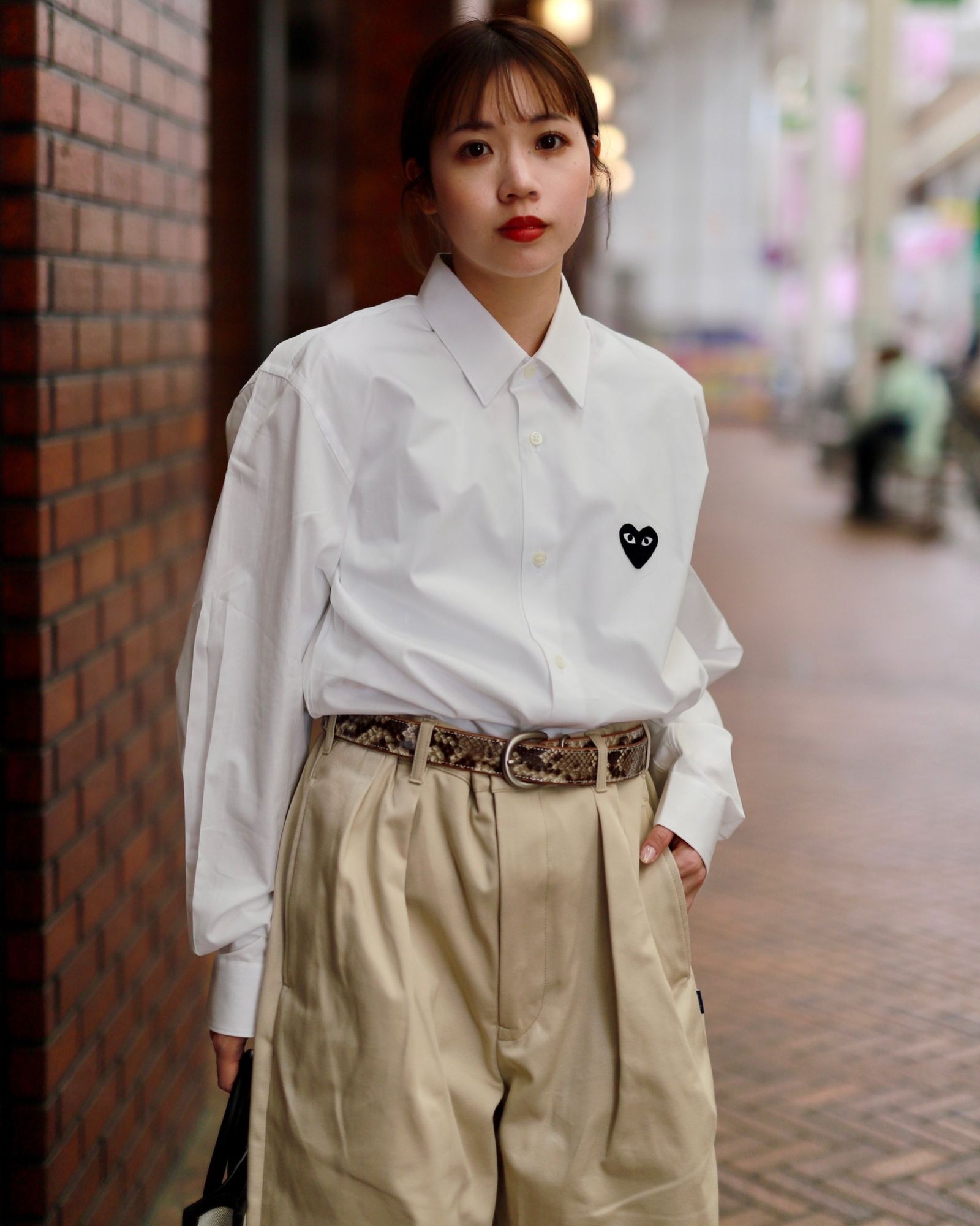 プレイコムデギャルソン MEN'S SHIRT (WHITE×BLACK HEART)