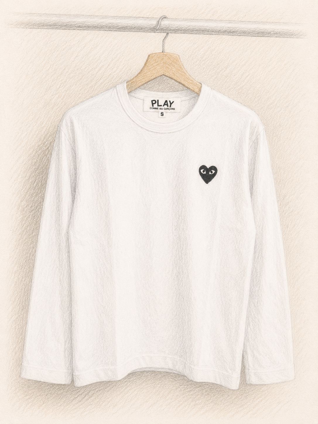 PLAYプレイコムデギャルソン ワンポイントロングスリーブTシャツ(WHITE×BLACK HEART)☆新作発売！