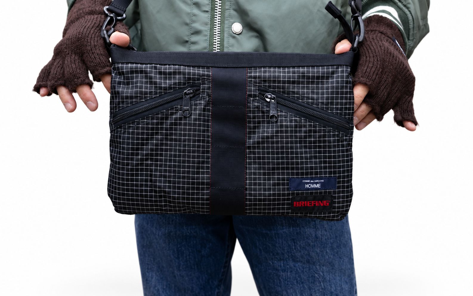 コムデギャルソンオム バッグ BRIEFING W-NAME REVERSIBLE SACOCHE(HR-K209-051)BLACK×BLACK☆10月2日(金)発売！
