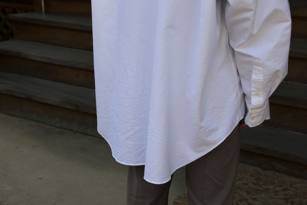 Graphpaper Oxford Oversized Band Collar Shirt(GM211-50137B) style. 2021.04.18.