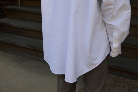 Graphpaper Oxford Oversized Band Collar Shirt(GM211-50137B) style. 2021.04.18.