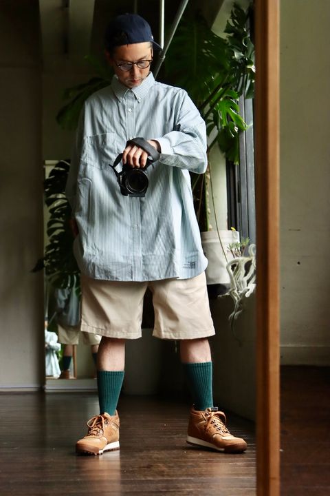 FreshService DRY OXFORD CORPORATE L/S B.D. SHIRT"GREEN STRIPE"スタイル