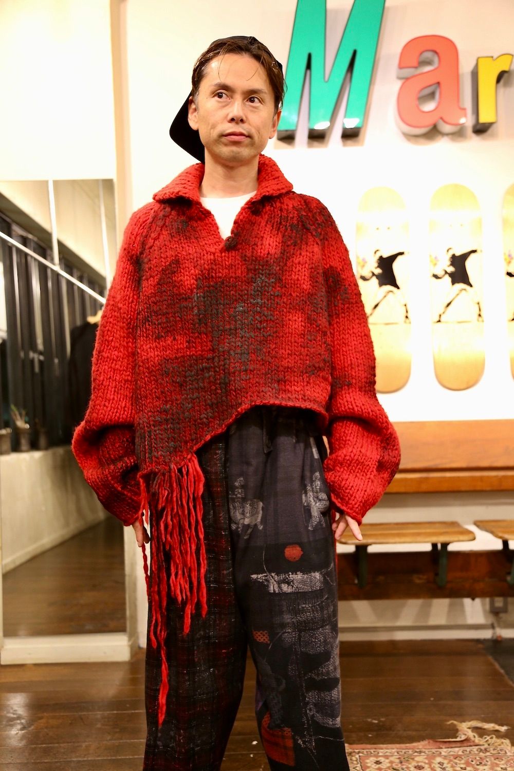 Yohji Yamamoto W-総柄中太パンツstyle.2020.10.6.