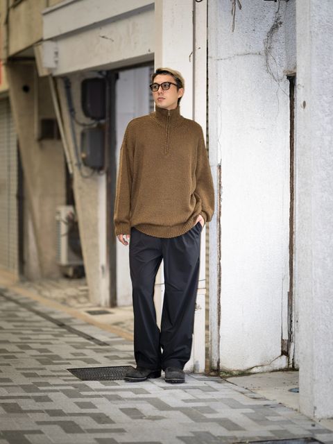 Graphpaper Cotton Wool Slub Oversized Half Zip Knit MARK Style