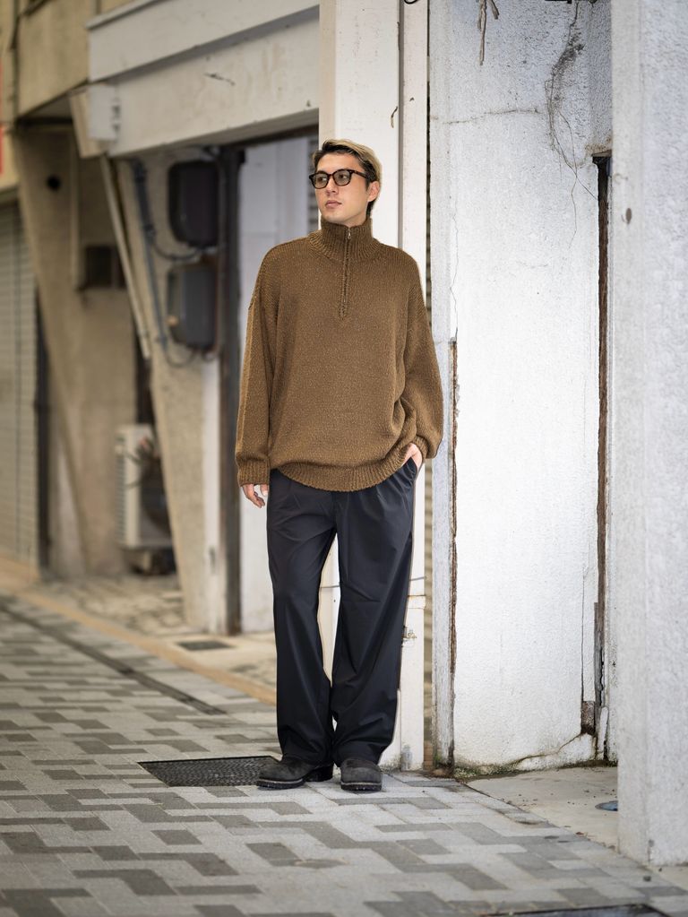 Graphpaper Cotton Wool Slub Oversized Half Zip Knit MARK Style