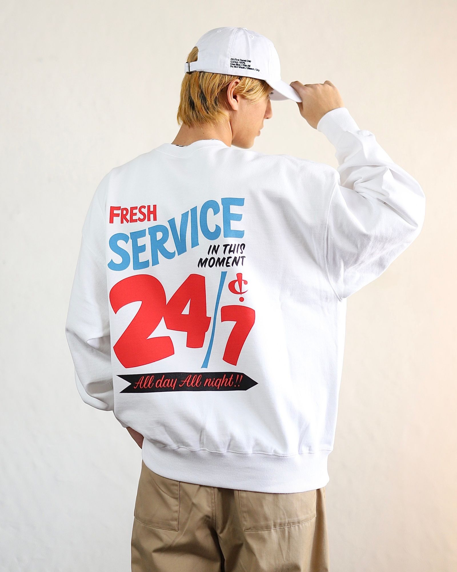 FreshService 24SS CORPORATE PRINTED CREW NECK SWEAT"All Day All Night" style 2024.3.8