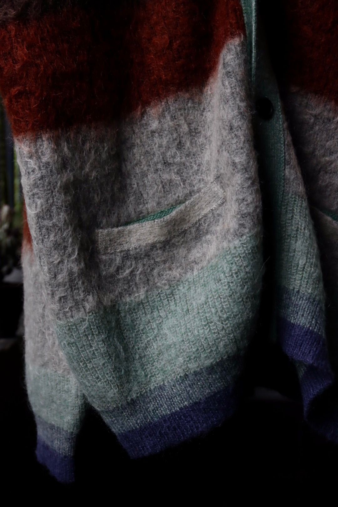 ヨーク23AW MOHAIR BORDER CARDIGAN(YK23FW0571S)BROWN